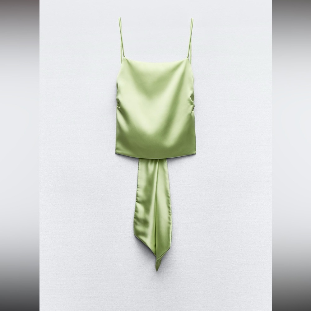 NWT Zara Satin Effect Top with Back Bow